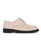 Men's Beige Suede Leather Derby Lace-Up Shoes