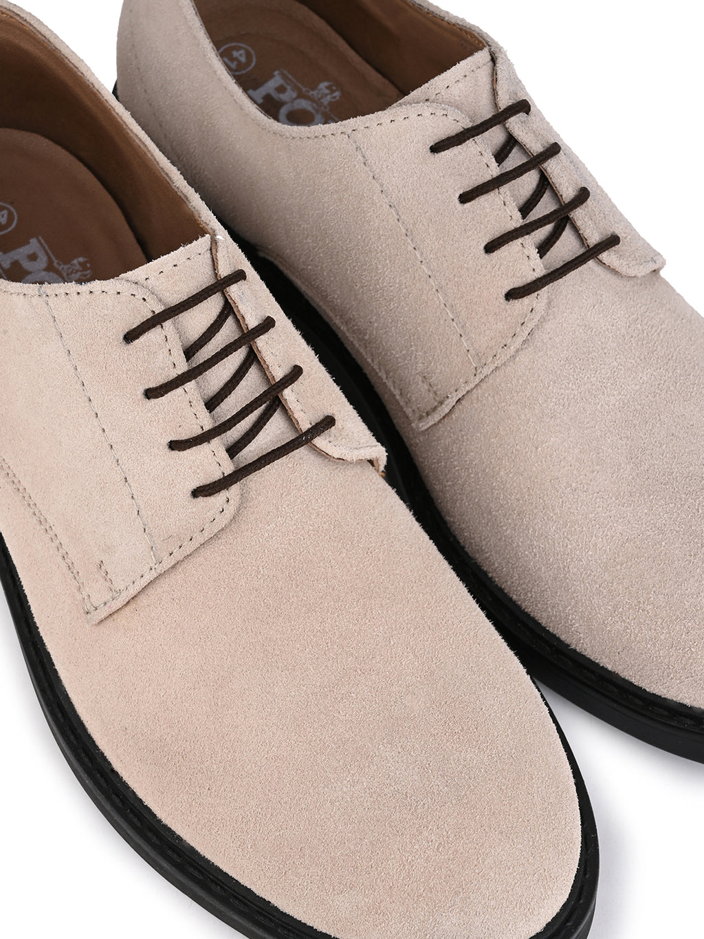 Men's Beige Suede Leather Derby Lace-Up Shoes