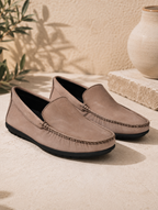 Men's Brown Nubuck Leather Slip-On Loafers