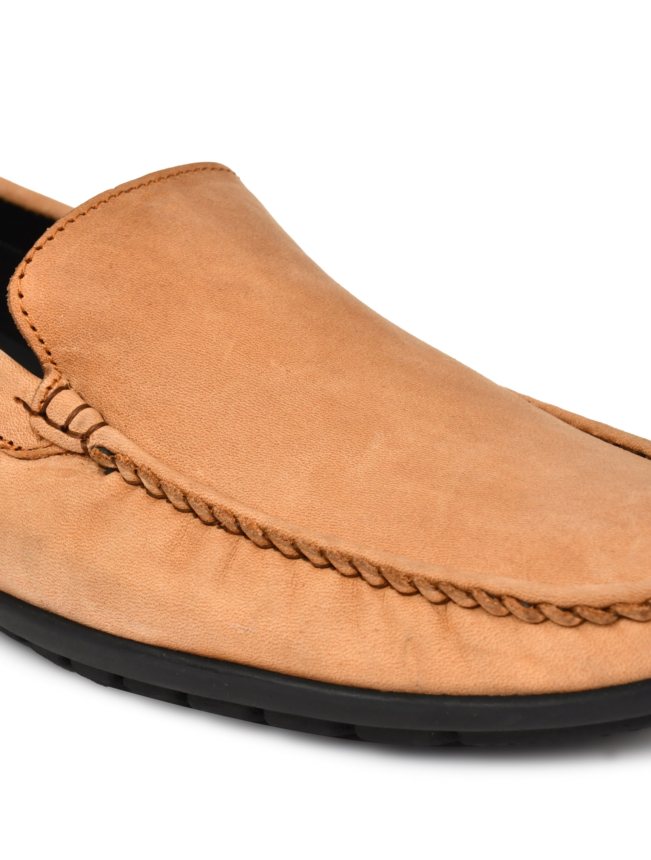 Men's Tan Nubuck Leather Slip-On Loafers