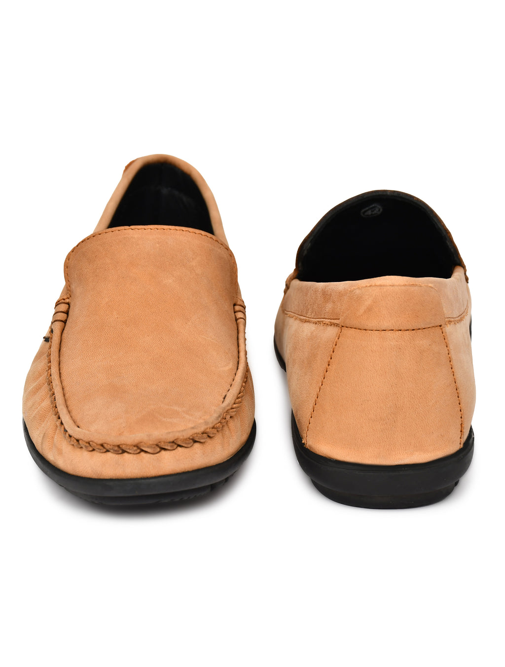 Men's Tan Nubuck Leather Slip-On Loafers
