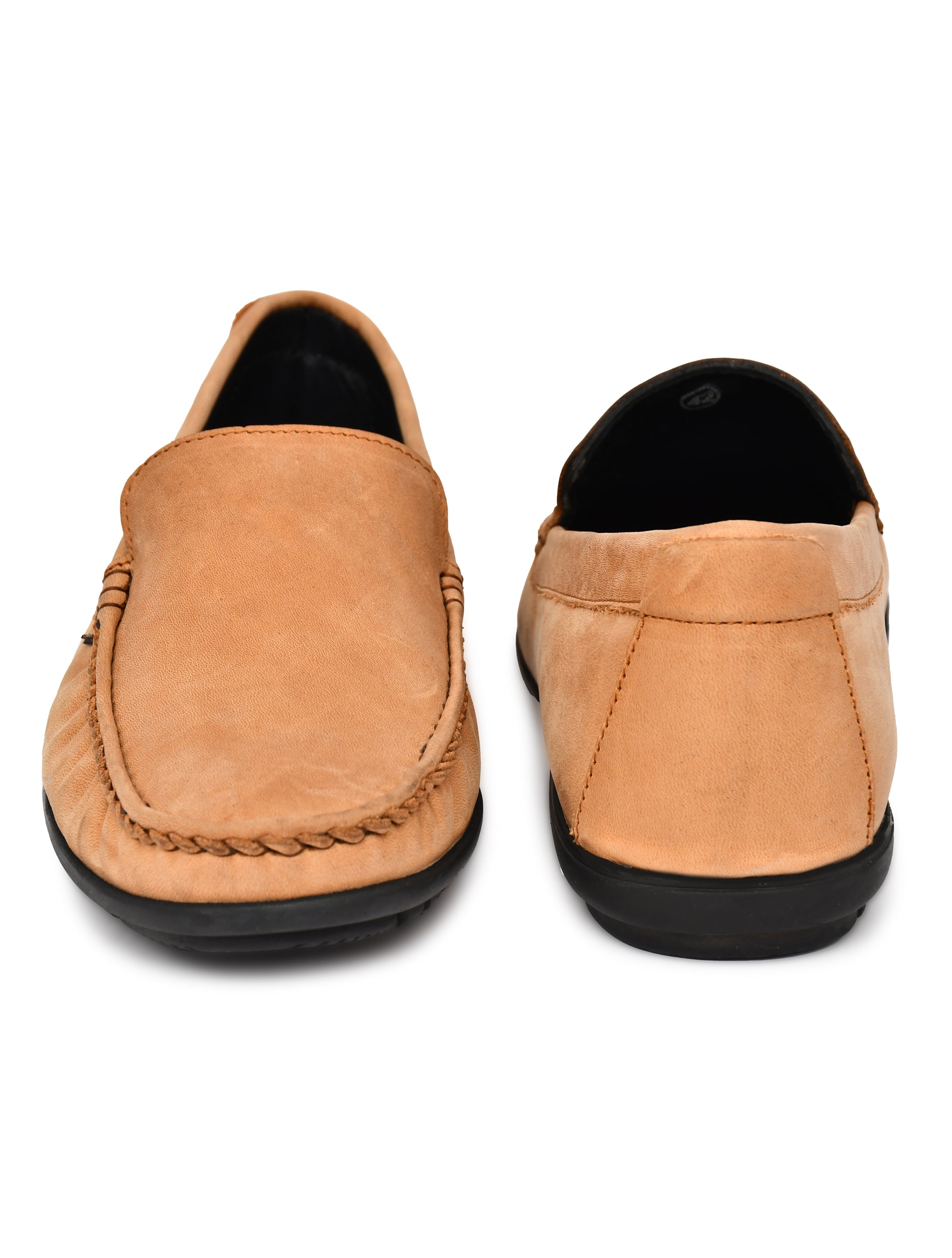 Men's Tan Nubuck Leather Slip-On Loafers
