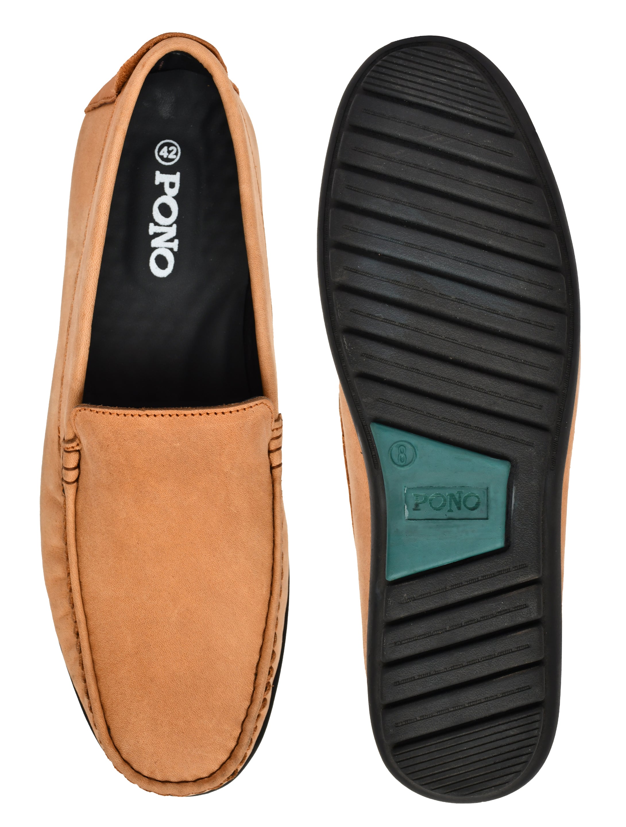 Men's Tan Nubuck Leather Slip-On Loafers