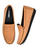 Men's Tan Nubuck Leather Slip-On Loafers