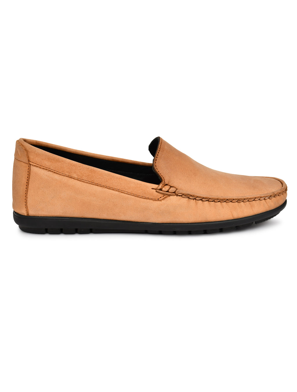Men's Tan Nubuck Leather Slip-On Loafers