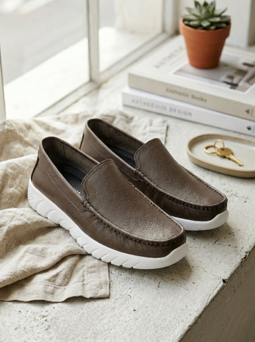 Feather Light Brown Slip-On Casual Loafers for Men