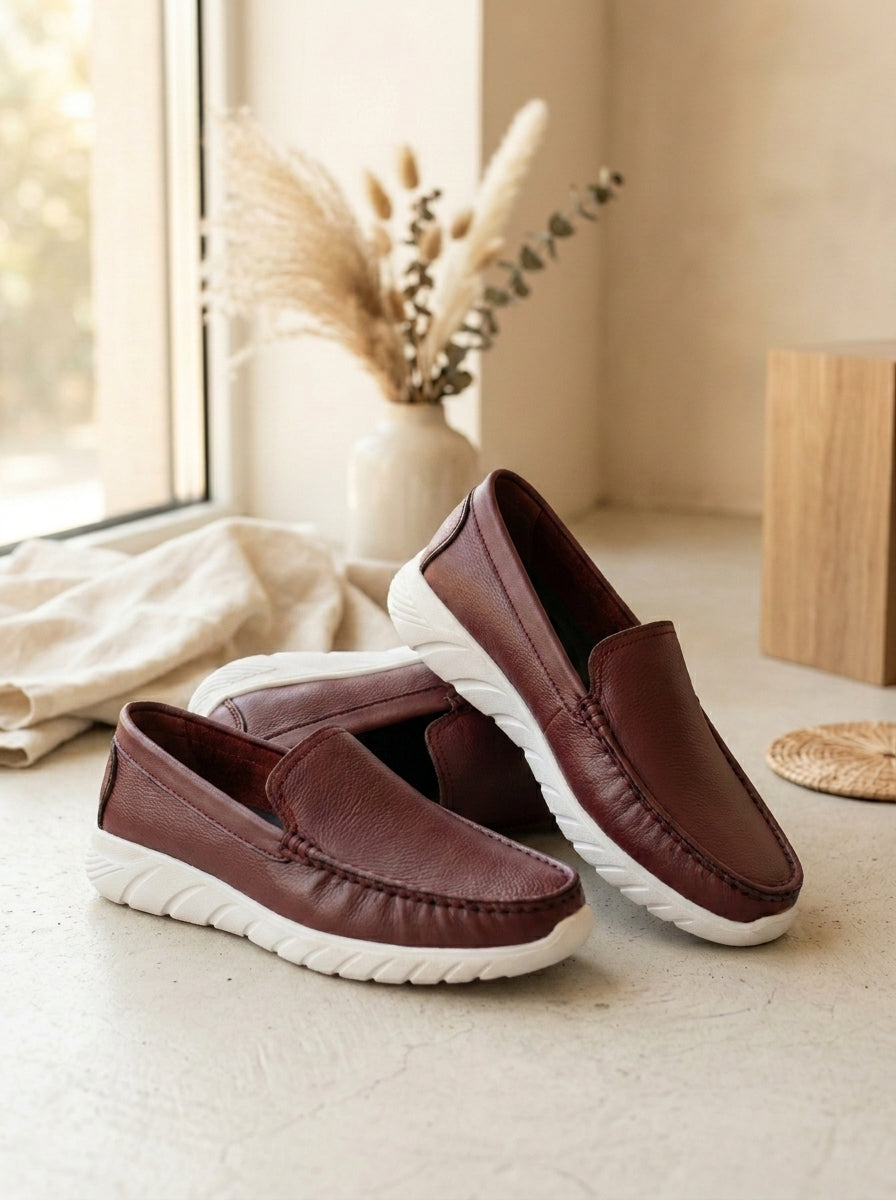 Feather Light Cherry Slip-On Loafers for Men