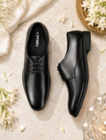 Men's Black Leather Derby Formal Shoes – Classic Lace-Up Office Wear