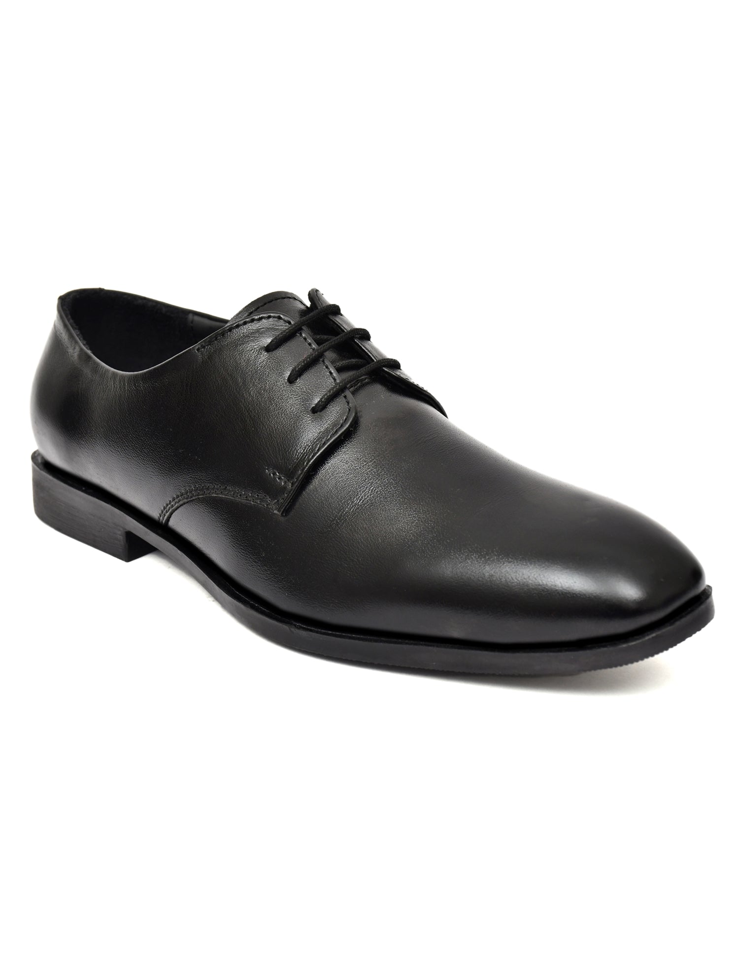 Men's Black Leather Derby Formal Shoes – Classic Lace-Up Office Wear