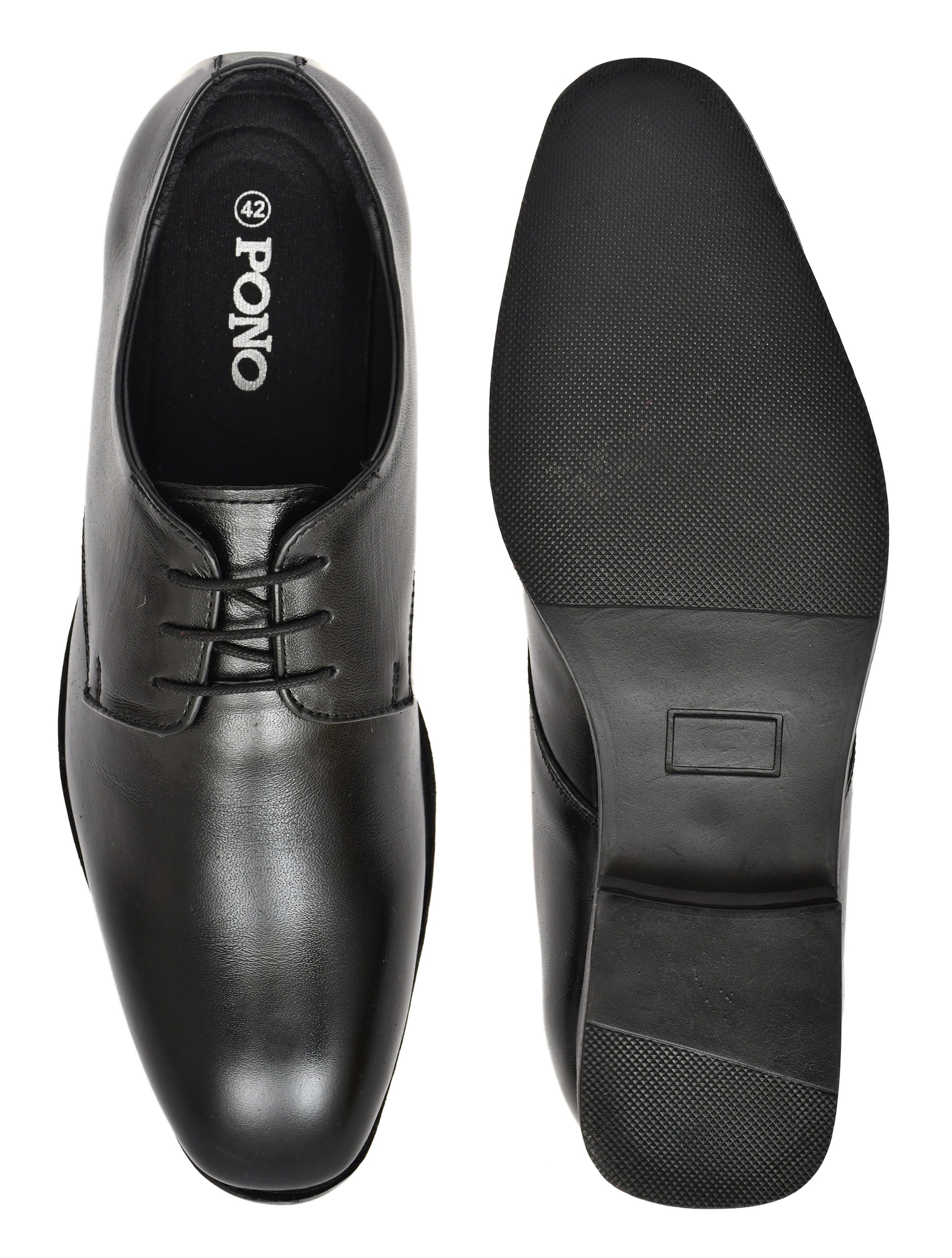 Men's Black Leather Derby Formal Shoes – Classic Lace-Up Office Wear