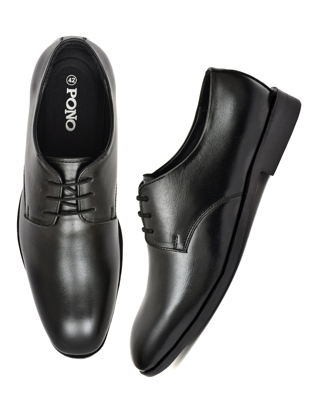 Men's Black Leather Derby Formal Shoes – Classic Lace-Up Office Wear