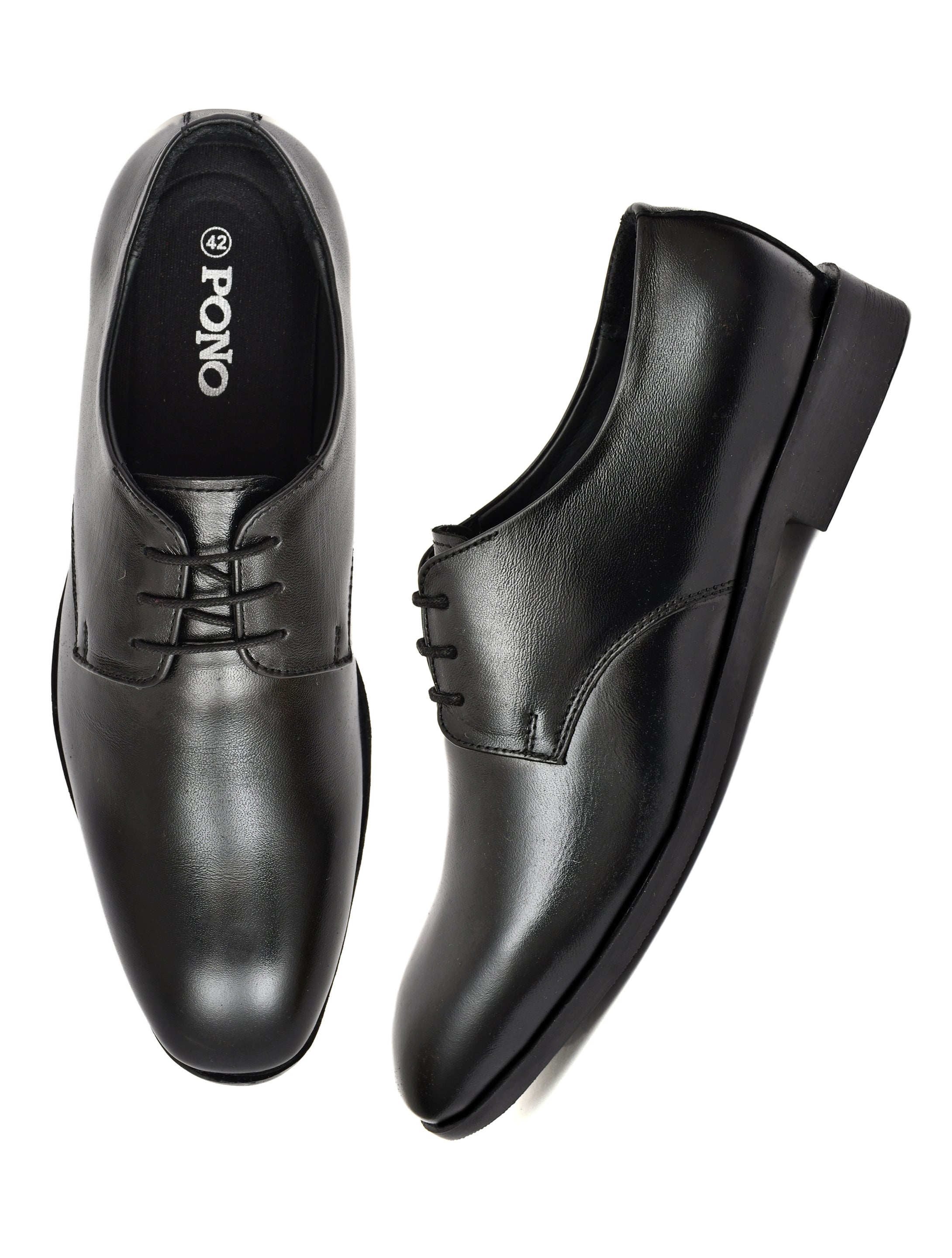 Men's Black Leather Derby Formal Shoes – Classic Lace-Up Office Wear