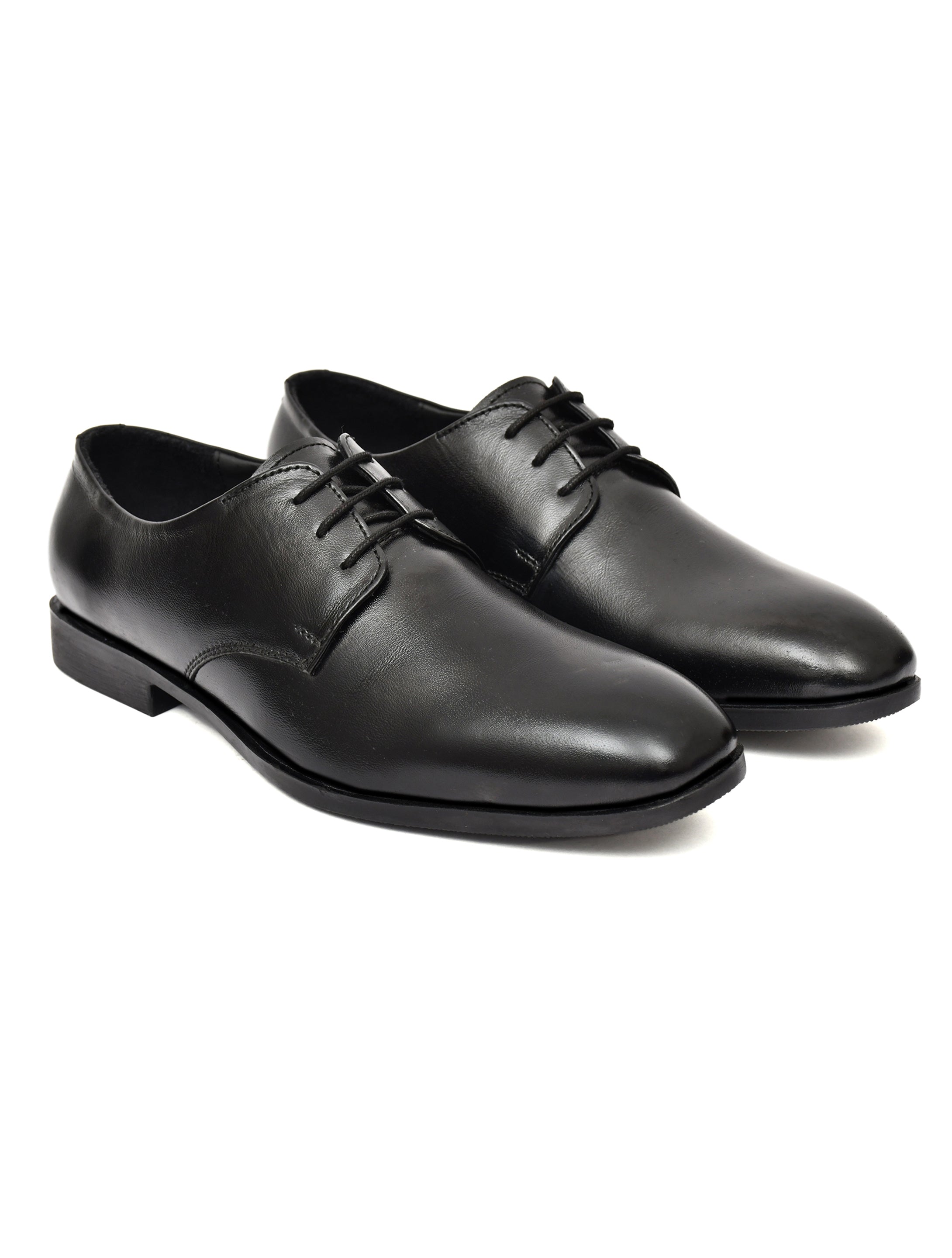 Men's Black Leather Derby Formal Shoes – Classic Lace-Up Office Wear