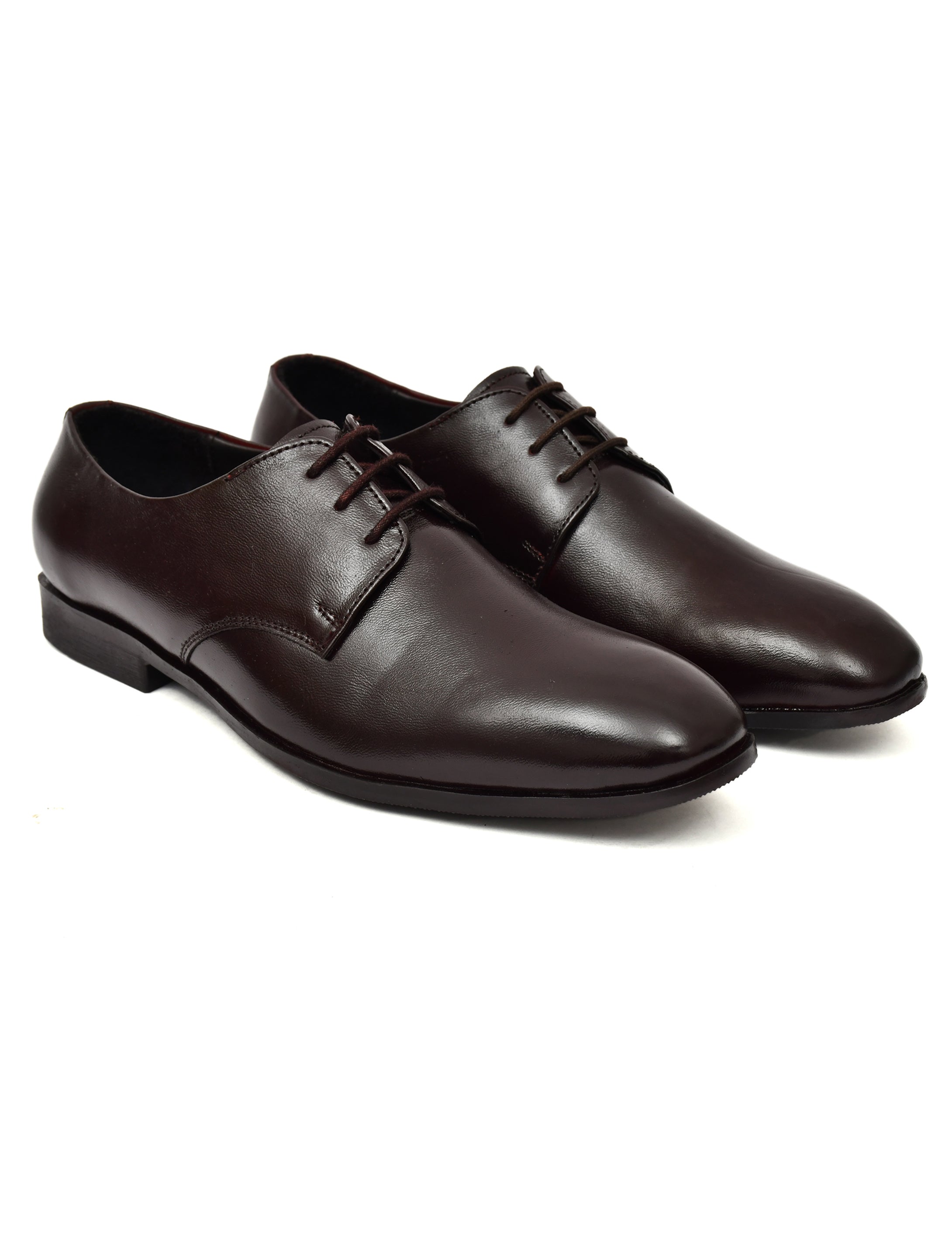 Men's Brown Leather Derby Formal Shoes – Sophisticated Lace-Up Dress Shoes