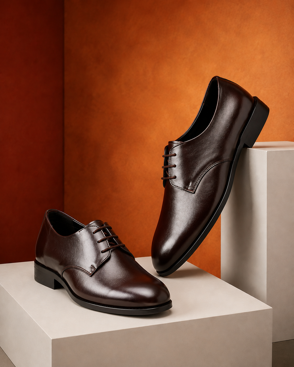 Men's Brown Leather Derby Formal Shoes – Sophisticated Lace-Up Dress Shoes