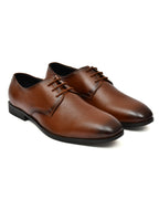 Men's Tan Leather Derby Formal Shoes – Elegant Lace-Up Dress Shoes
