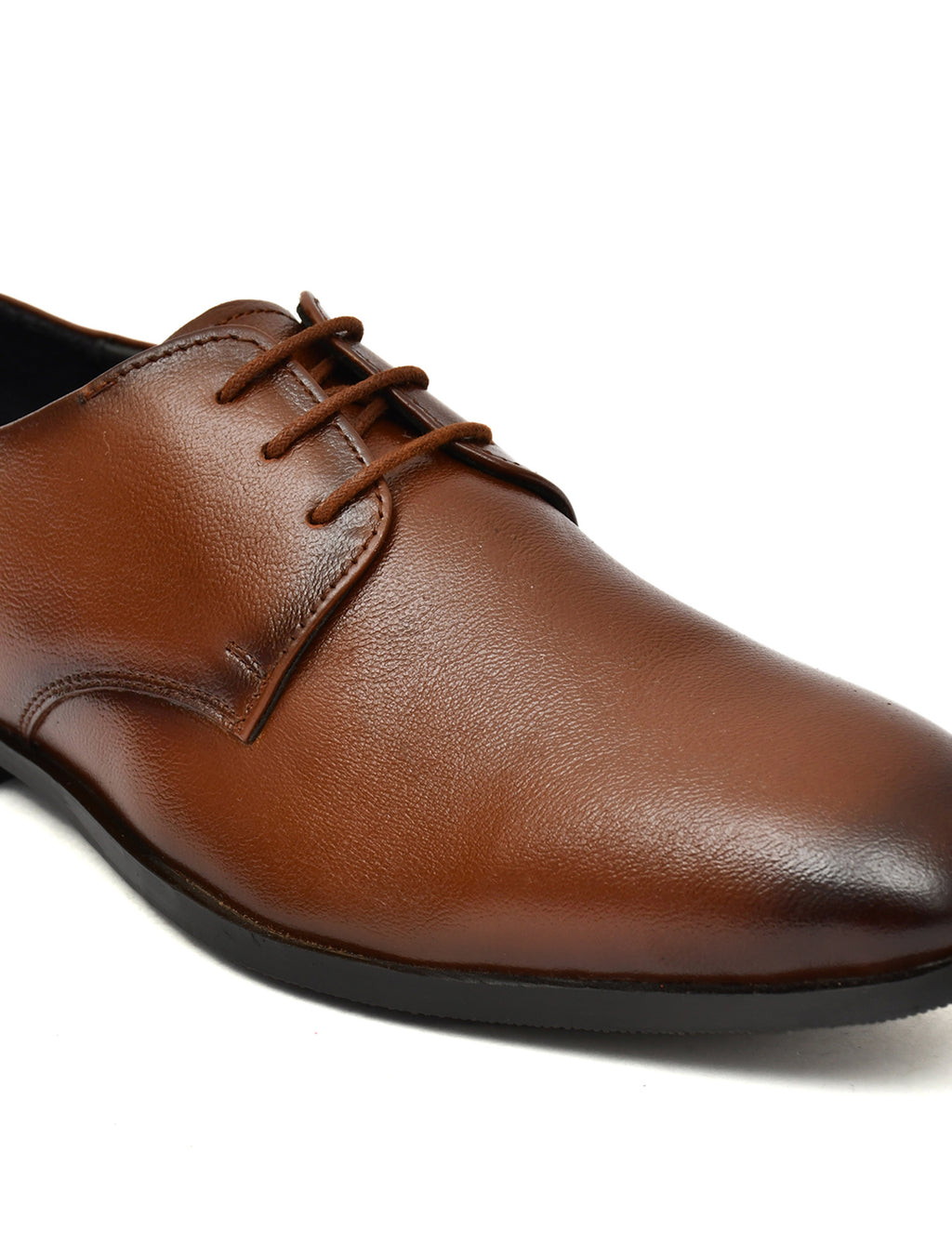 Men's Tan Leather Derby Formal Shoes – Elegant Lace-Up Dress Shoes