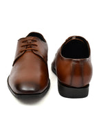 Men's Tan Leather Derby Formal Shoes – Elegant Lace-Up Dress Shoes