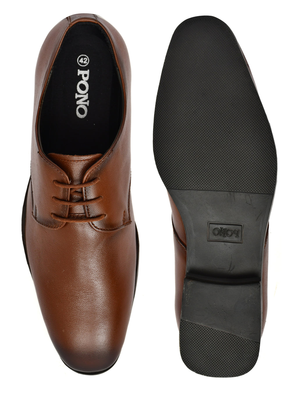 Men's Tan Leather Derby Formal Shoes – Elegant Lace-Up Dress Shoes