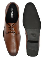 Men's Tan Leather Derby Formal Shoes – Elegant Lace-Up Dress Shoes