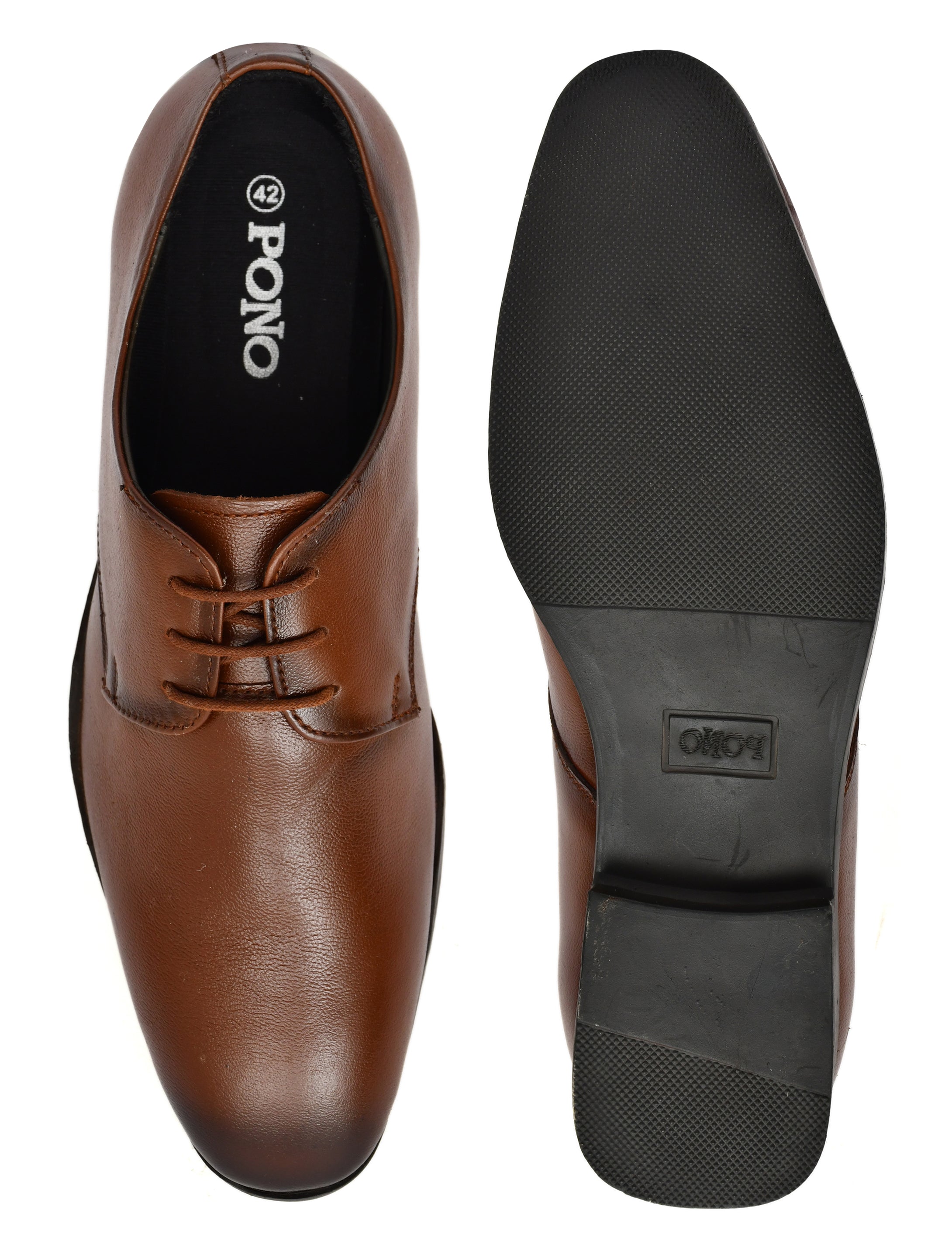 Men's Tan Leather Derby Formal Shoes – Elegant Lace-Up Dress Shoes