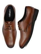 Men's Tan Leather Derby Formal Shoes – Elegant Lace-Up Dress Shoes