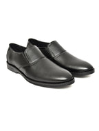 Men's Black Formal Slip-On Dress Shoes with Textured Side Panels