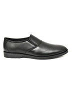 Men's Black Formal Slip-On Dress Shoes with Textured Side Panels