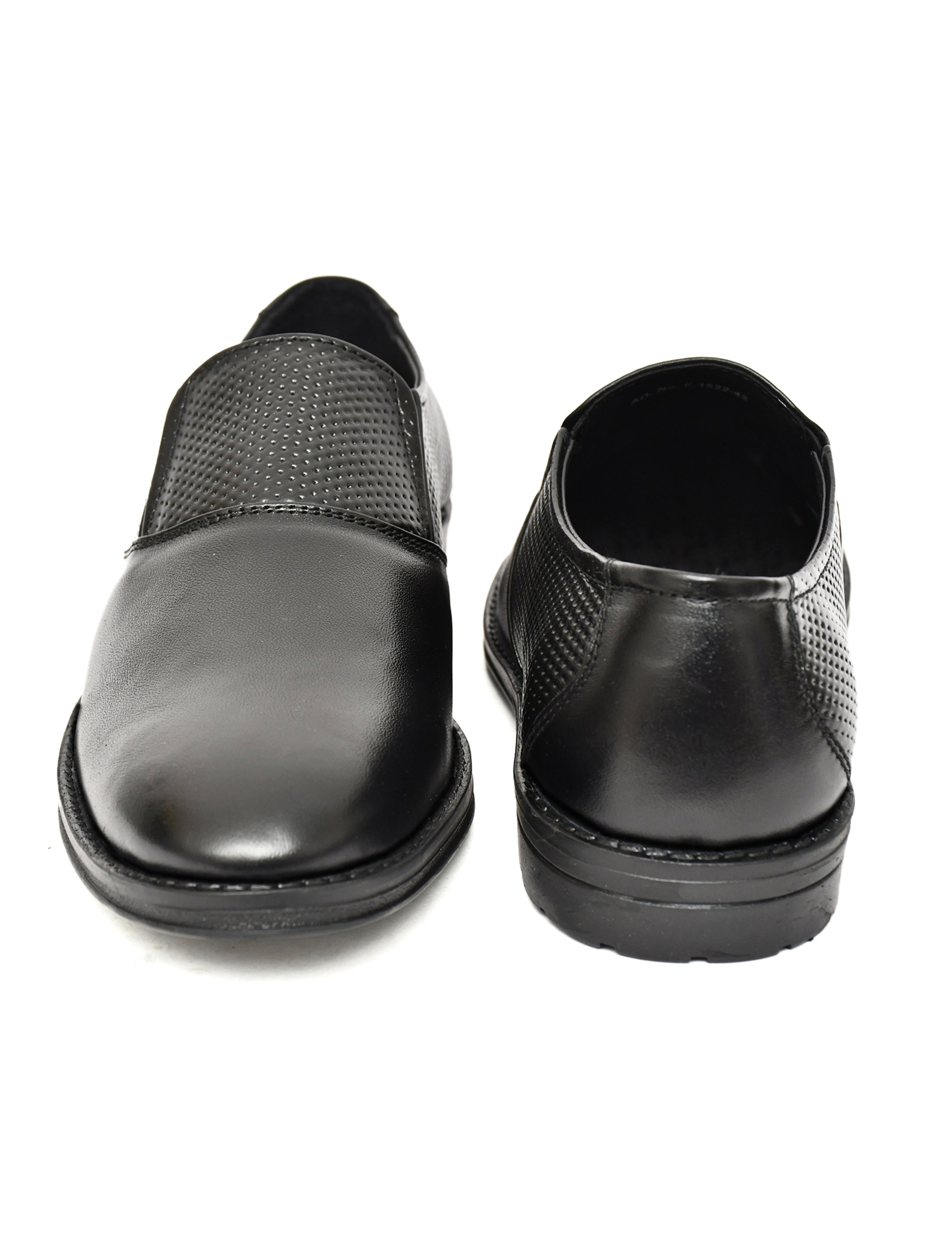 Men's Black Formal Slip-On Dress Shoes with Textured Side Panels
