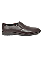 Men's Brown Formal Slip-On Dress Shoes with Textured Side Panels