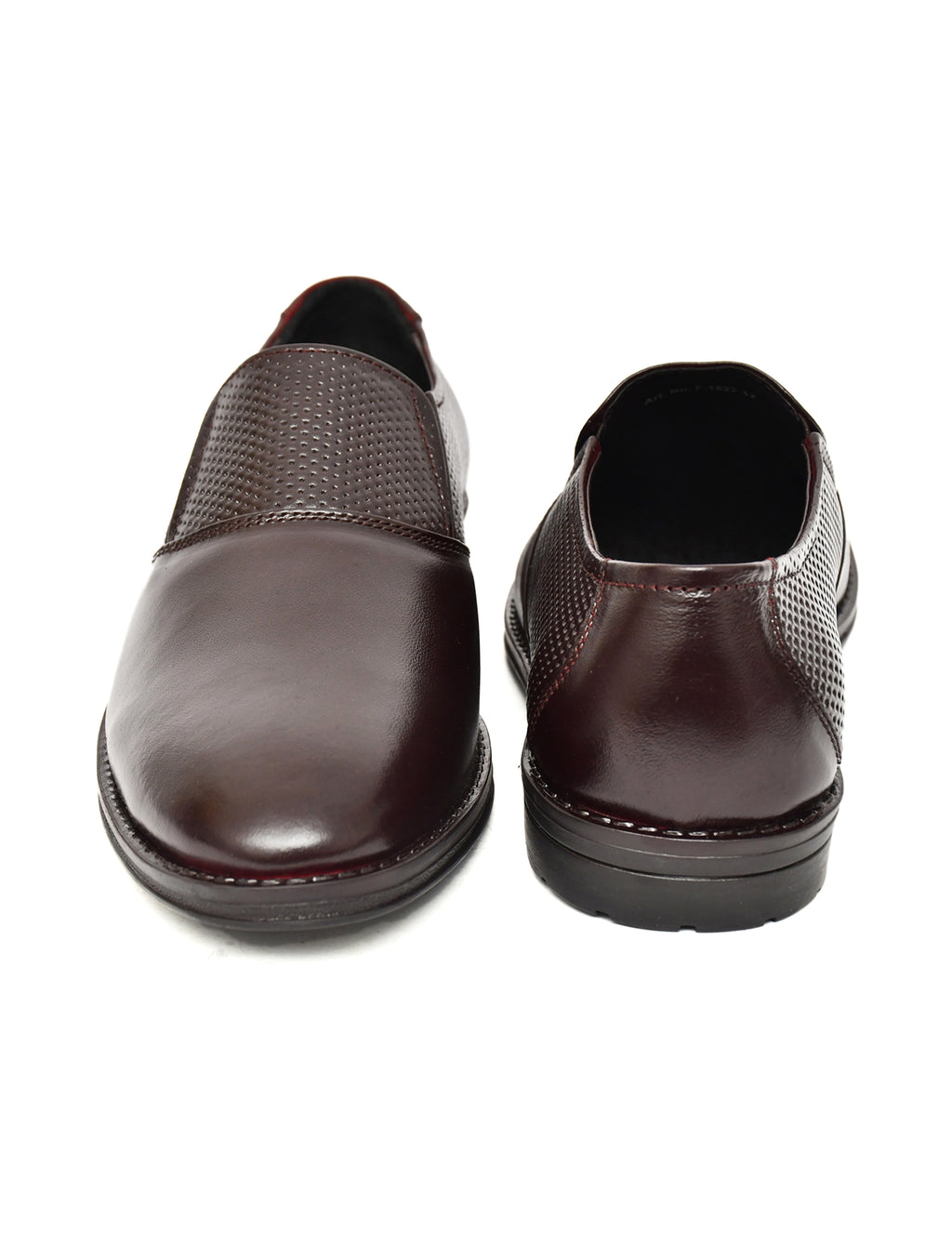 Men's Brown Formal Slip-On Dress Shoes with Textured Side Panels