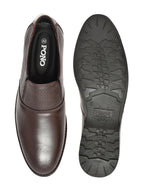 Men's Brown Formal Slip-On Dress Shoes with Textured Side Panels