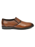 Men's Tan Formal Slip-On Dress Shoes with Textured Side Panels
