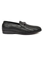 PONO Men's Black Handwoven Leather Horsebit Loafers – Premium Formal Slip-On Shoes