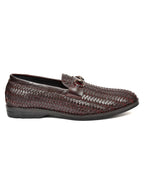 PONO Men's Brown Handwoven Leather Horsebit Loafers – Premium Formal Slip-On Shoes
