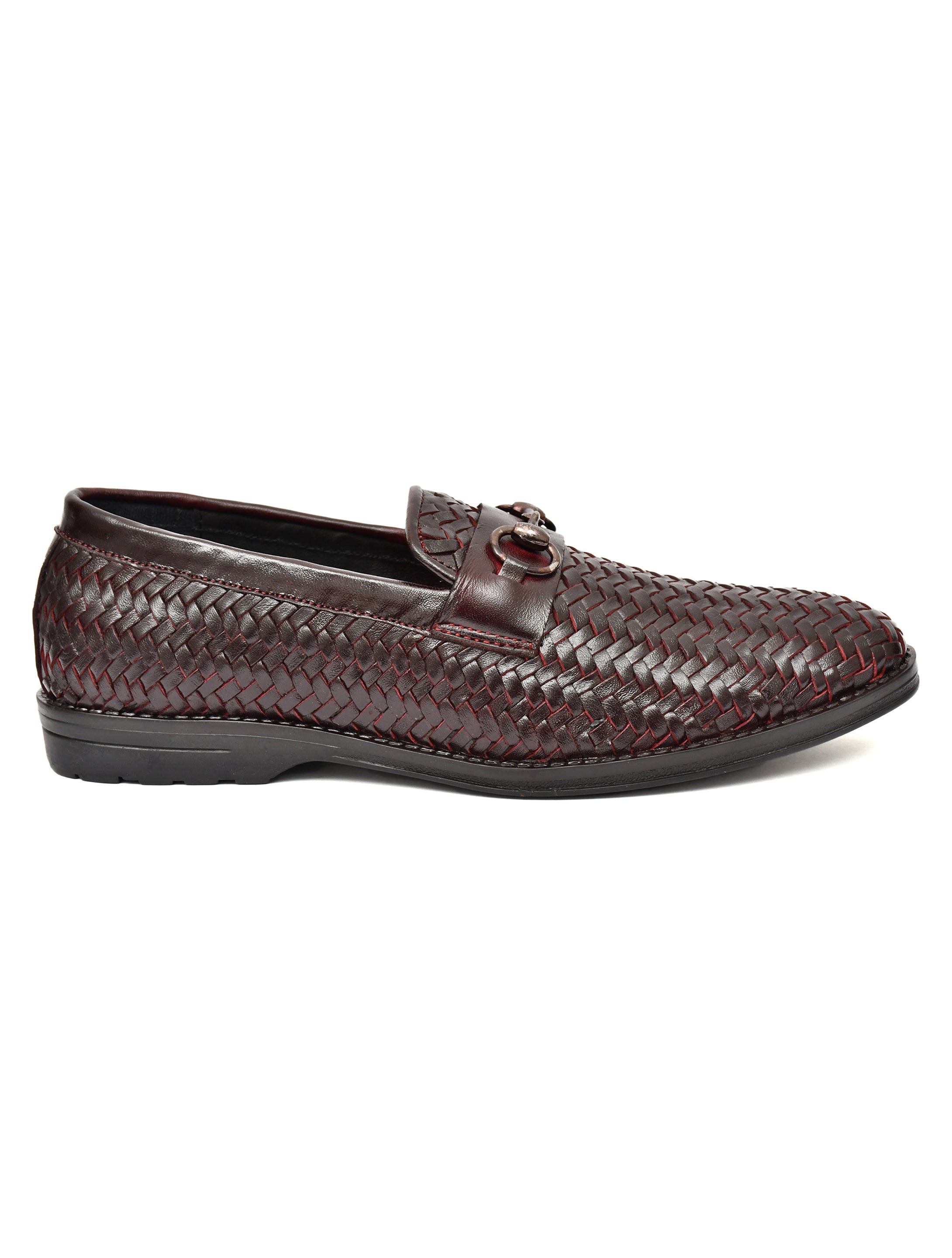 PONO Men's Brown Handwoven Leather Horsebit Loafers – Premium Formal Slip-On Shoes