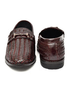 PONO Men's Brown Handwoven Leather Horsebit Loafers – Premium Formal Slip-On Shoes