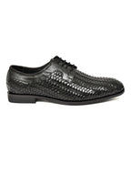 PONO Men's Black Handwoven Leather Derby Shoes – Premium Formal Lace-Up Shoes