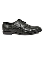 PONO Men's Black Handwoven Leather Derby Shoes – Premium Formal Lace-Up Shoes