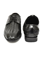 PONO Men's Black Handwoven Leather Derby Shoes – Premium Formal Lace-Up Shoes