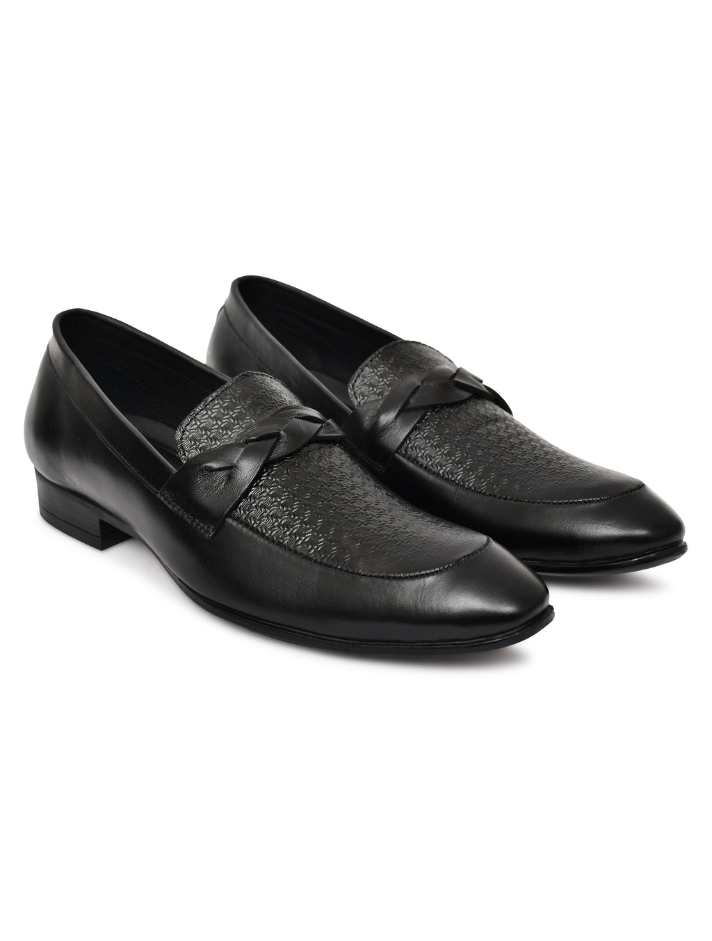 Men's Black Textured Loafer Formal Shoes