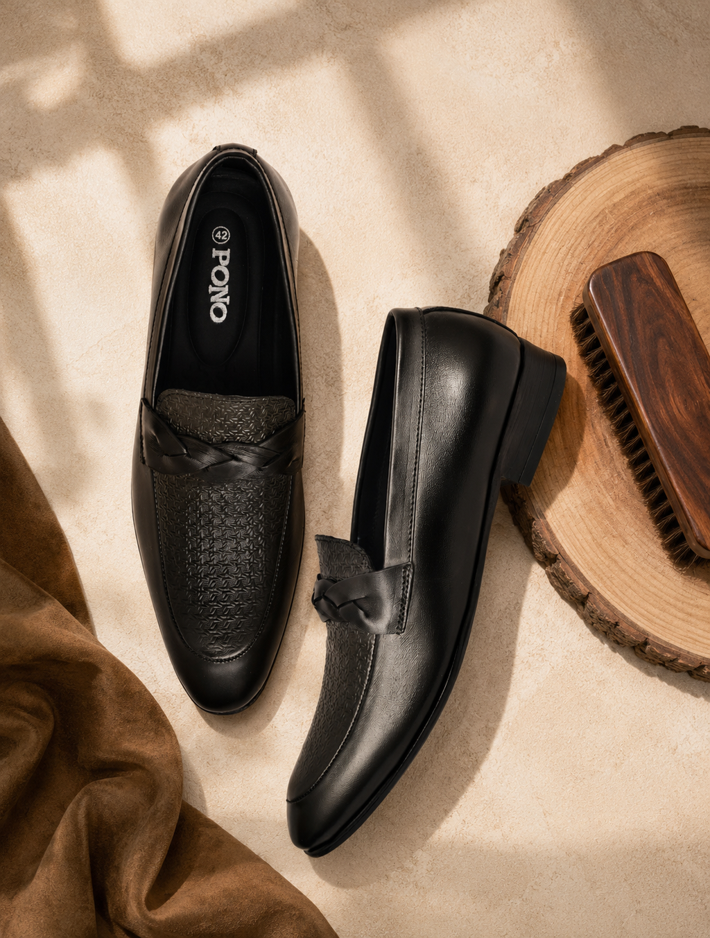 Men's Black Textured Loafer Formal Shoes