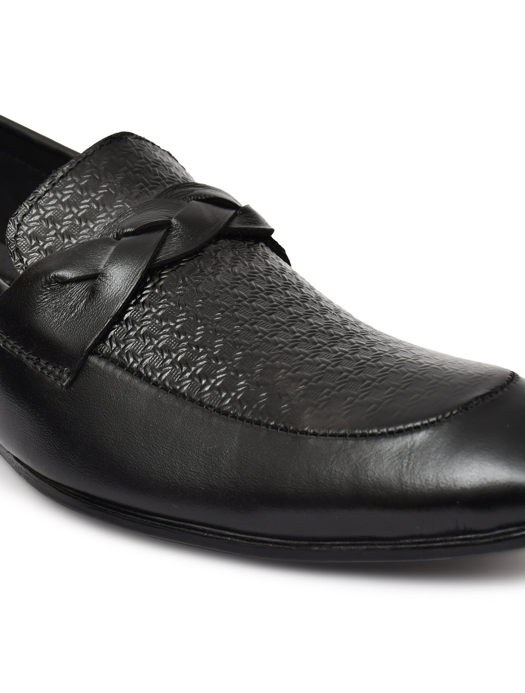 Men's Black Textured Loafer Formal Shoes