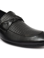 Men's Black Textured Loafer Formal Shoes