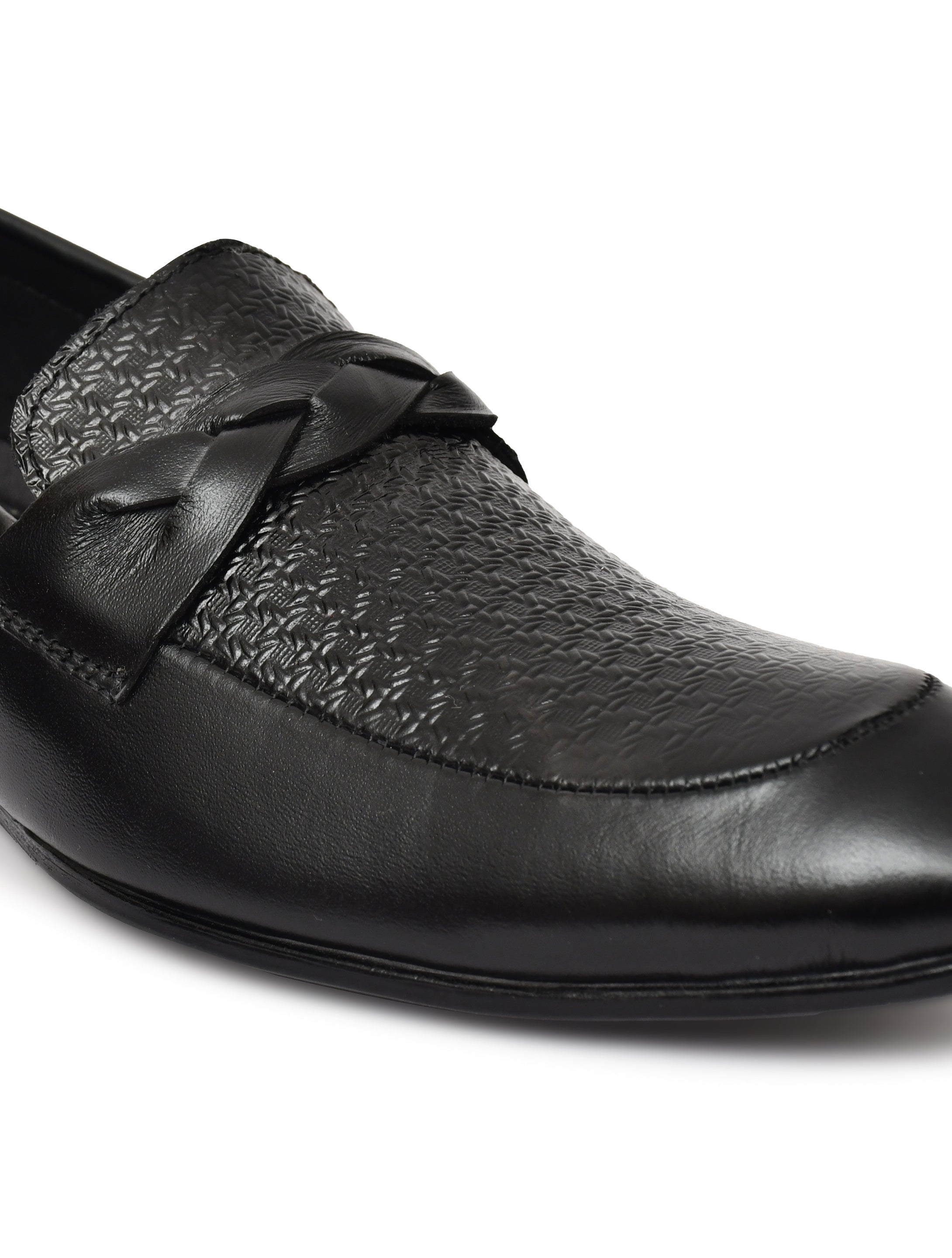 Men's Black Textured Loafer Formal Shoes