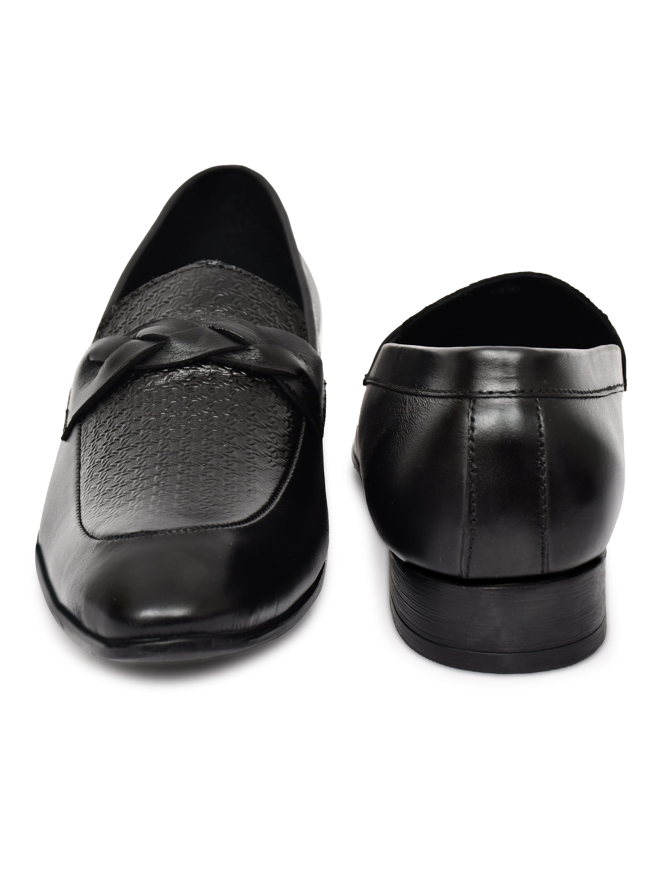 Men's Black Textured Loafer Formal Shoes