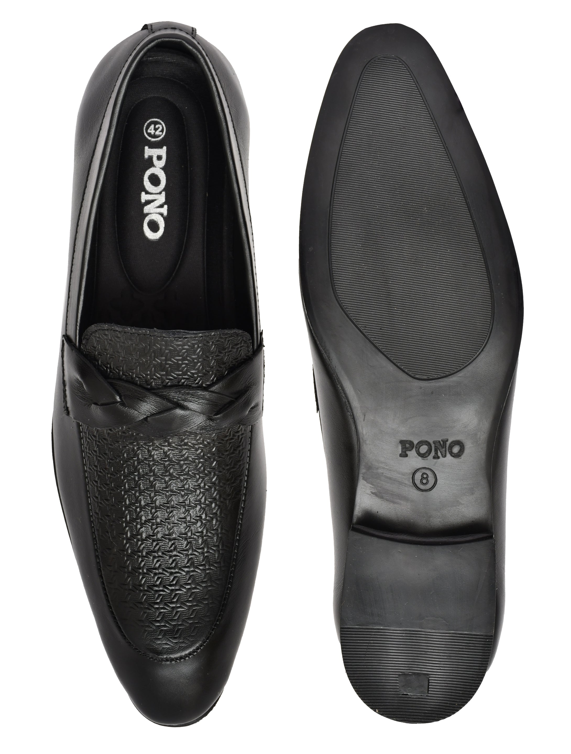Men's Black Textured Loafer Formal Shoes