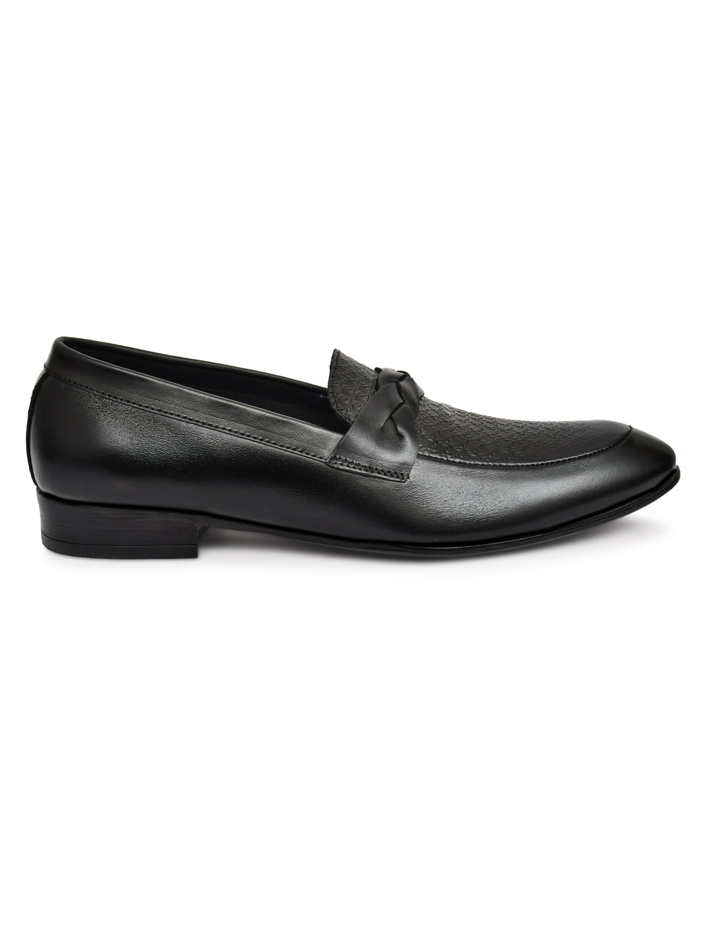 Men's Black Textured Loafer Formal Shoes