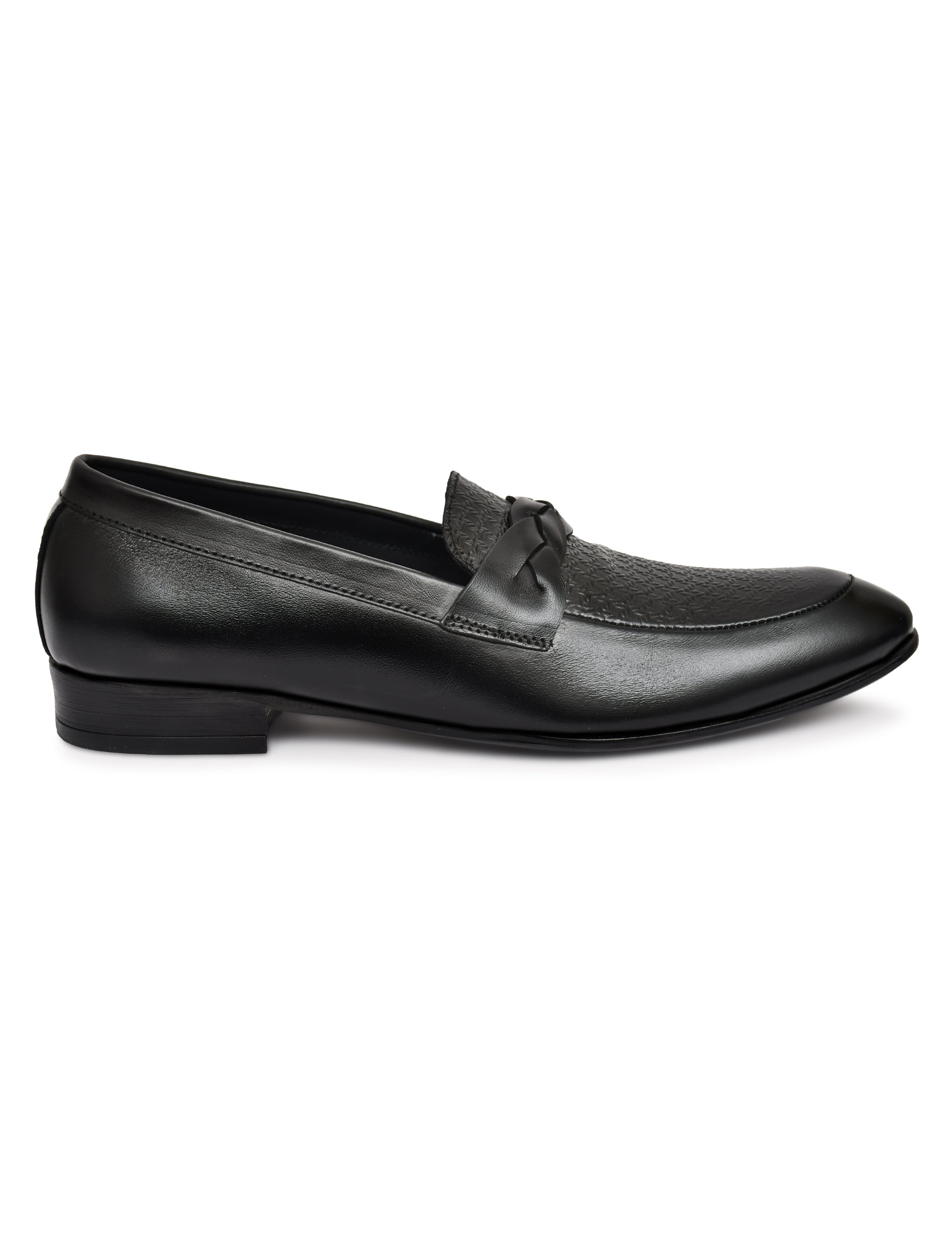 Men's Black Textured Loafer Formal Shoes