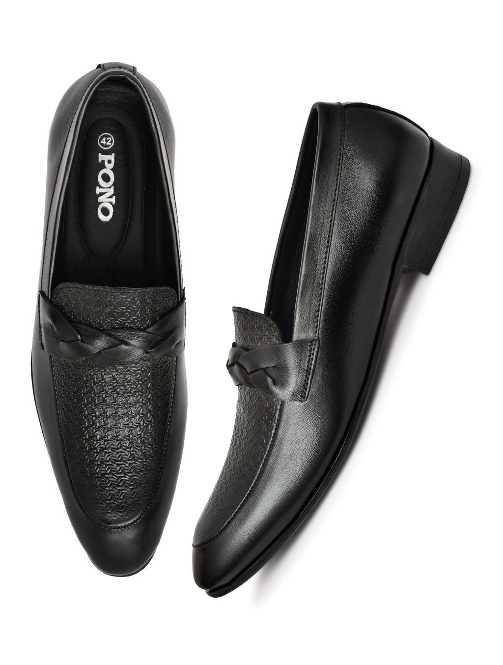 Men's Black Textured Loafer Formal Shoes